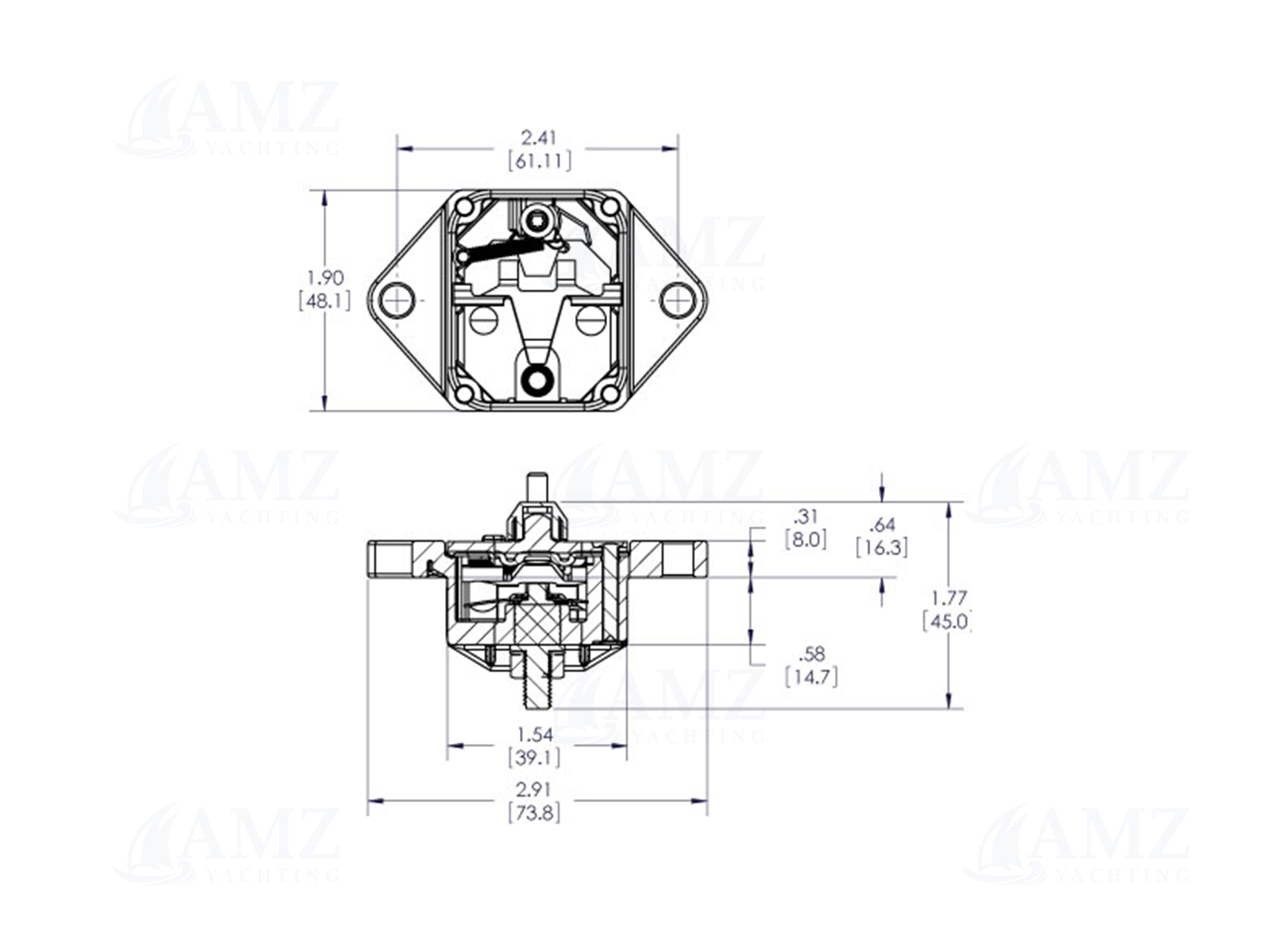 Blue Sea Systems - 285-Series Circuit Breaker - Panel Mount | AMZ