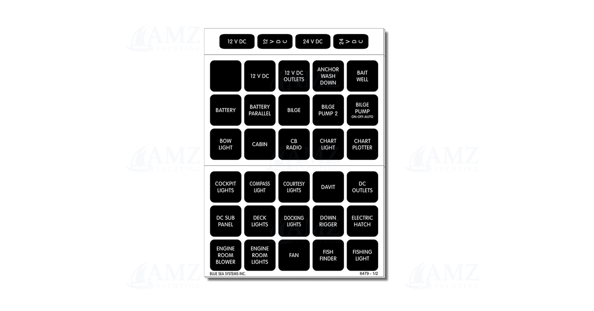 Blue Sea Systems - Label DC Set 60 Black Square | AMZ eShop