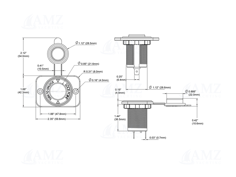 Dash Socket with Watertight Cap