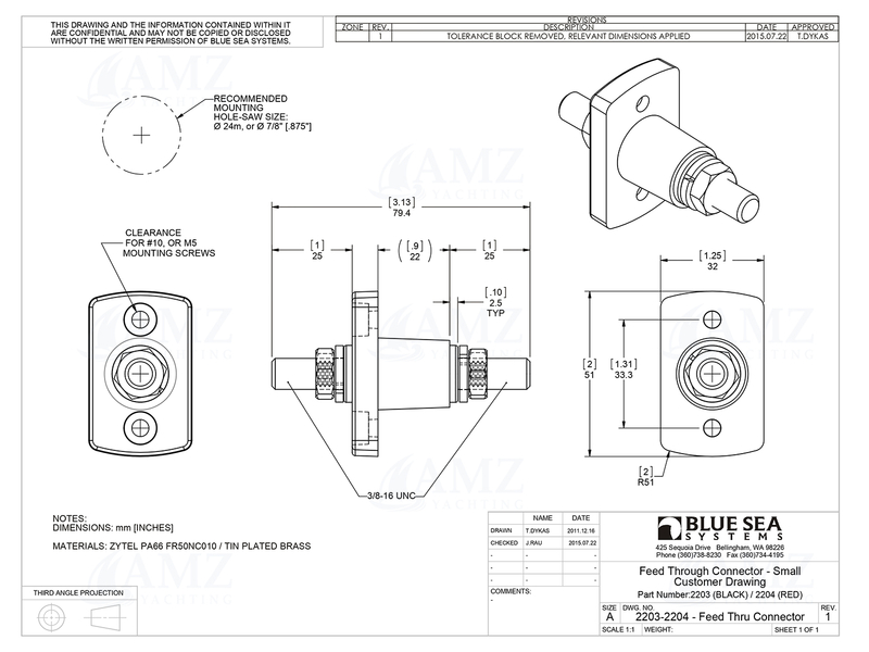 Terminal Feed Through Connector