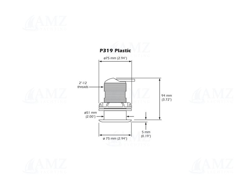 P319 Low Profile Thru-Hull Depth Transducer