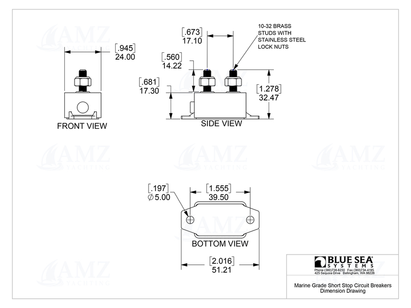 Marine Grade Short Stop Circuit Breaker