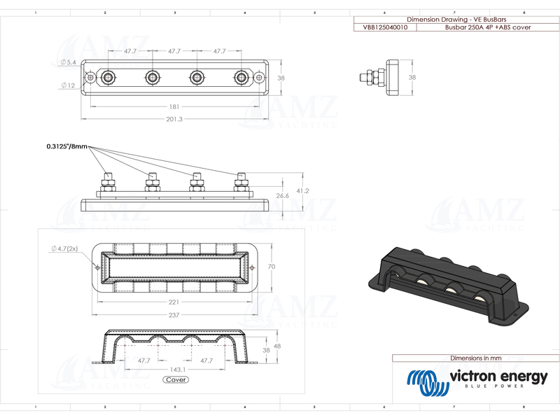 Busbar 250A with Cover