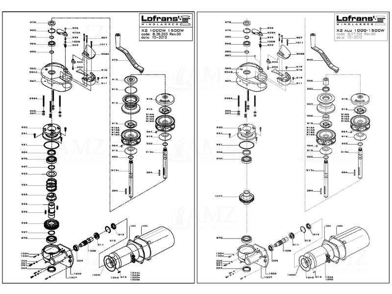 X2 Vertical Windlass Spare Parts